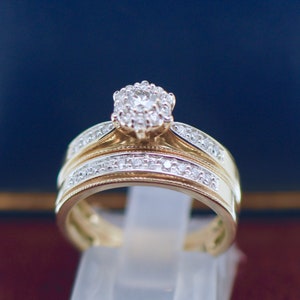 Round Cut Diamond Engagement Wedding Ring Solid 9K Gold Vintage Estate Jewelry Size 5 3/4 or L image 6