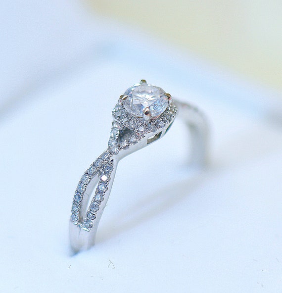 10k Gold Illusion Solitaire Bypass Round Brilliant Diamond Engagement Ring
