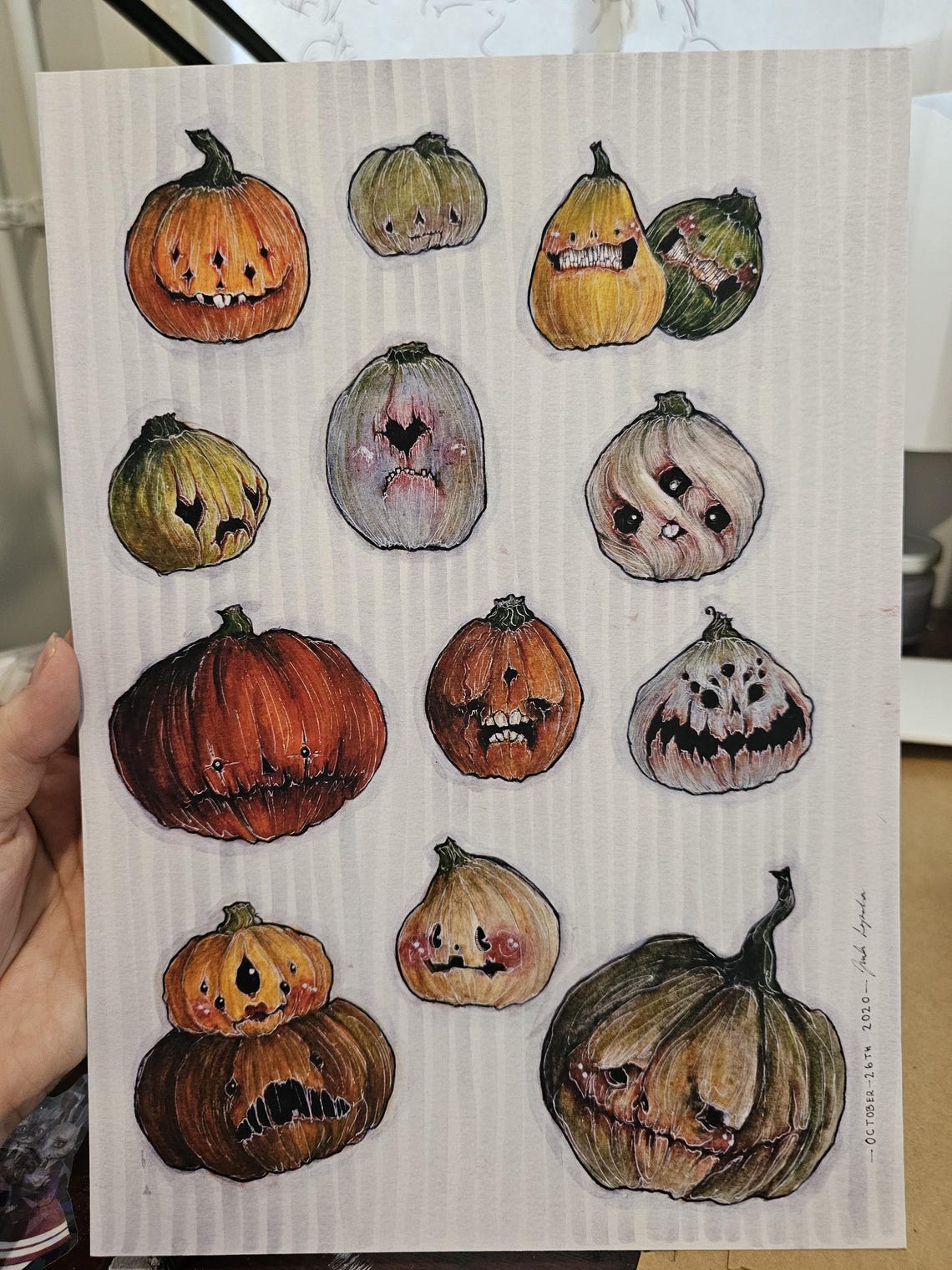 Spooky Pumpkin Patch Art Print: Watercolor Halloween Decor - Etsy