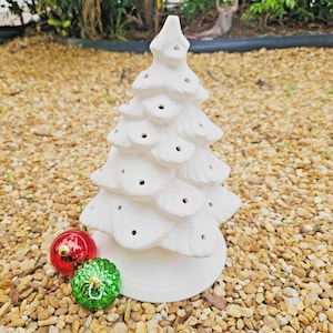 Christmas Tree With Base and Holes 12.5" Ceramic Bisque Ready To Paint Pottery