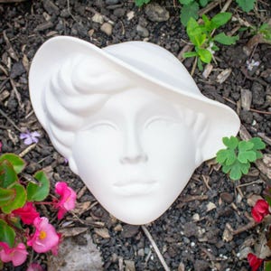 Girl Face Mask With Hat 8x7 IN STOCK Ceramic Bisque Ready To Paint Pottery