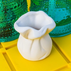 Monopoly Money Bag 2.7" STOCK Ceramic Bisque Ready To Paint Pottery