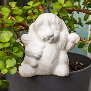 Cute Dog With Bone Trick 3.5&quot; IN STOCK Ceramic Bisque Ready To Paint Pottery