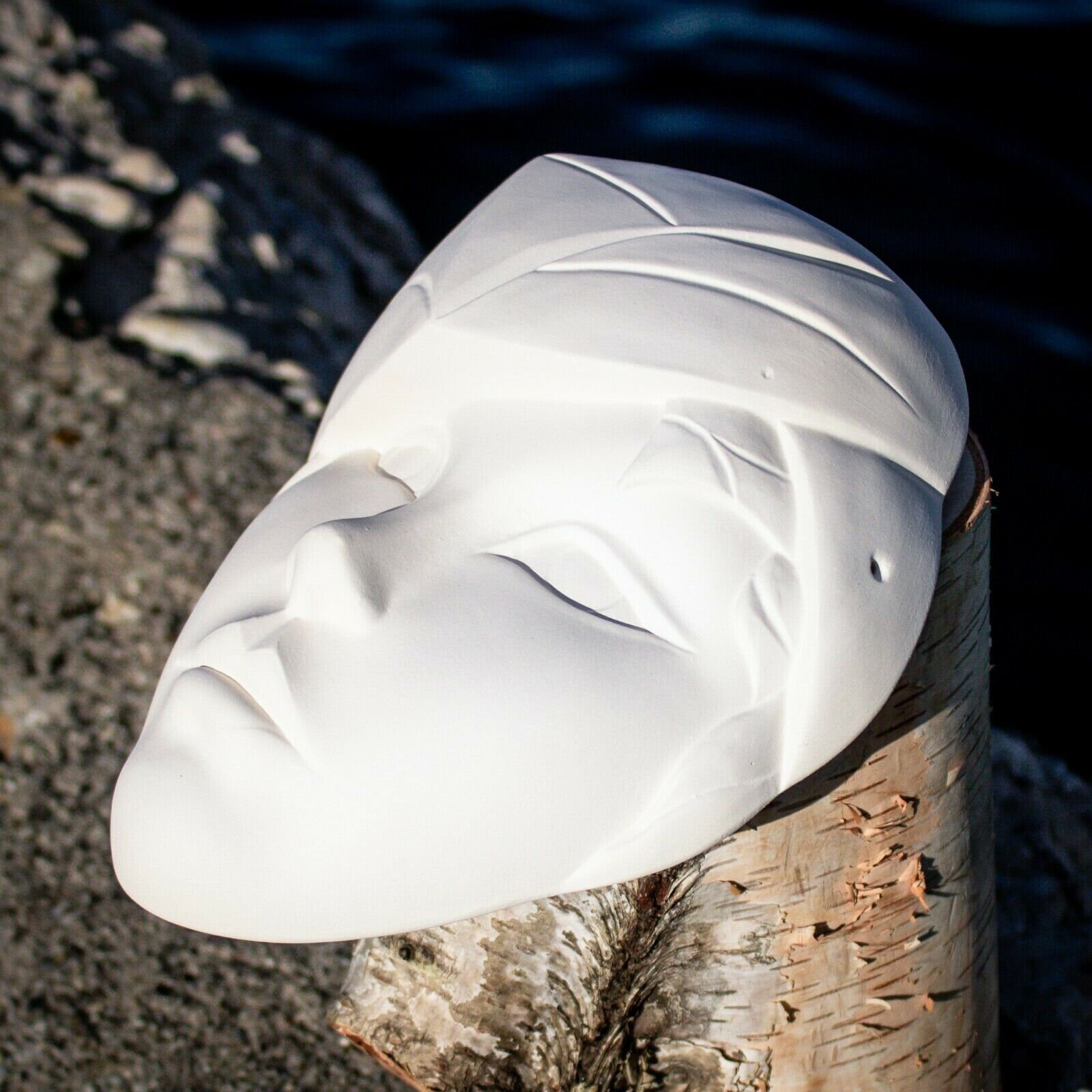 Fancy Headdress Girl Mask 7.5" IN STOCK Ceramic Bisque Ready To Paint Pottery 
