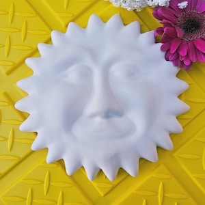 Sun With Smooth Face Wall Piece 7.5" Ceramic Bisque Ready To Paint Pottery