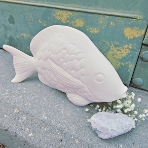 Large Cichlid Fish 9" Ceramic Bisque Ready To Paint Pottery