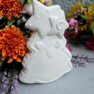 Cookie Christmas Tree w/Face 5.5&quot; Ceramic Bisque Ready To Paint Pottery