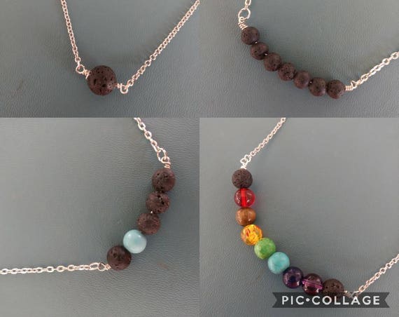 Black Lava Bead Necklace Yoga Chakra Diffuser Necklace Aromatherapy Essential Oil Semi Precious Stones Birthday Gift Young Living Doterra