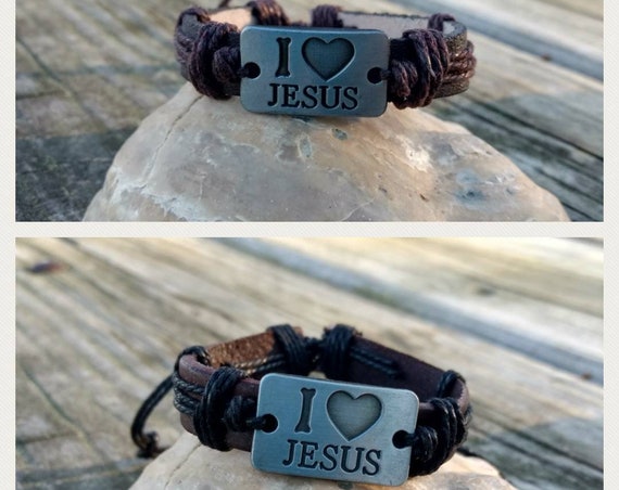 Leather Diffuser Bracelet Aromatherapy Essential Oil Religious I Love Jesus Young Living Doterra Christian Gift Christmas Mens Birthday