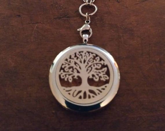 Beautiful, Aromatherapy, Silver, Stainless Steel, Tree of Life, Roots, Diffuser, Locket, Stainless Steel, Chain, Cork, Young Living, Doterra