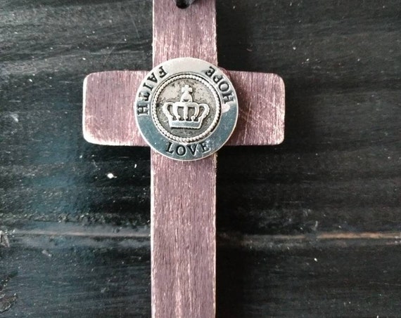 Wooden Cross Necklace, Inspirational Cross Pendant, Faith Hope Love, Young Living Oils, Doterra Oils