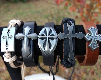 Boho Gothic Cross Leather Diffuser Bracelet 5 Styles Aromatherapy Essential Oil Young Living Doterra Mens Kids Graduation Birthday Gift