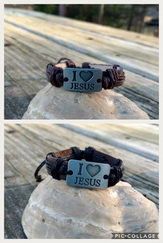 Leather Diffuser Bracelet Aromatherapy Essential Oil Religious I Love Jesus Young Living Doterra Christian Gift Christmas Mens Birthday
