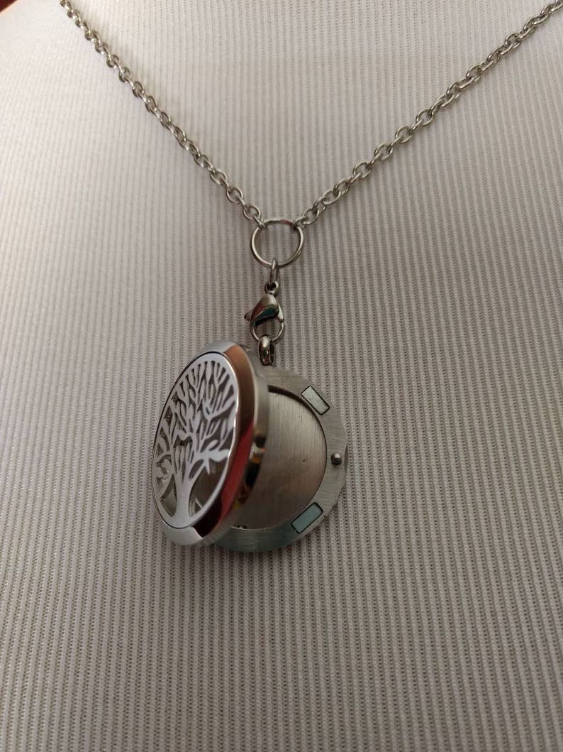 Diffuser Necklace Tree of Life Stainless Steel Locket Cork Aromatherapy ...