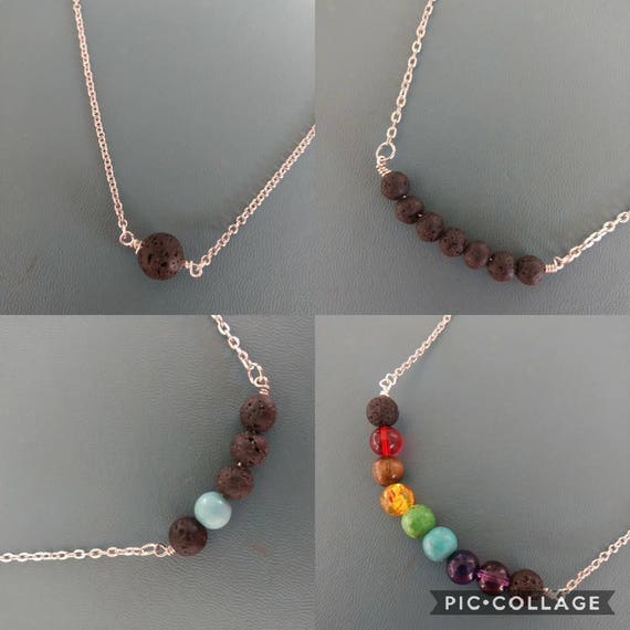 Black Lava Bead Necklace Yoga Chakra Diffuser Necklace Aromatherapy Essential Oil Semi Precious Stones Birthday Gift Young Living Doterra