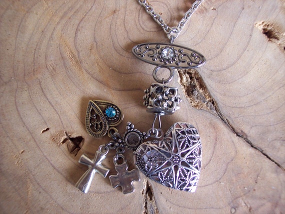 Stainless Steel, Chain, Fancy, Embellished, Connector, 4 Charms, Heart, Diffuser Locket, Aromatherapy, Essential Oil, Young Living , Doterra