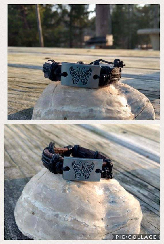 Leather Butterfly Diffuser Bracelet Aromatherapy Essential Oil Young Living Doterra Black Brown Girls Ladies Birthday Gift