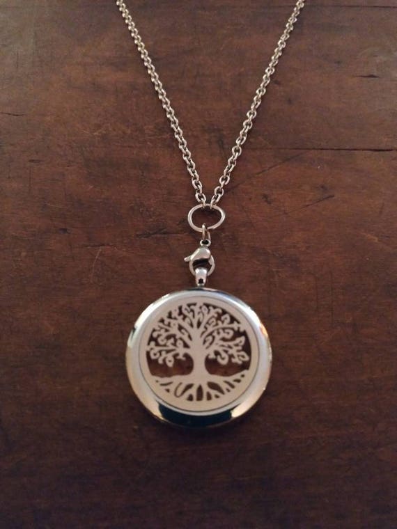 Beautiful, Aromatherapy, Silver, Stainless Steel, Tree of Life, Roots, Diffuser, Locket, Stainless Steel, Chain, Cork, Young Living, Doterra