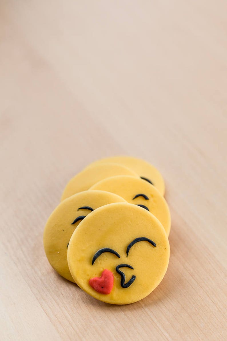 Smiley Face Emoji Cupcake Or Oreo Cookie Fondant Toppers Etsy