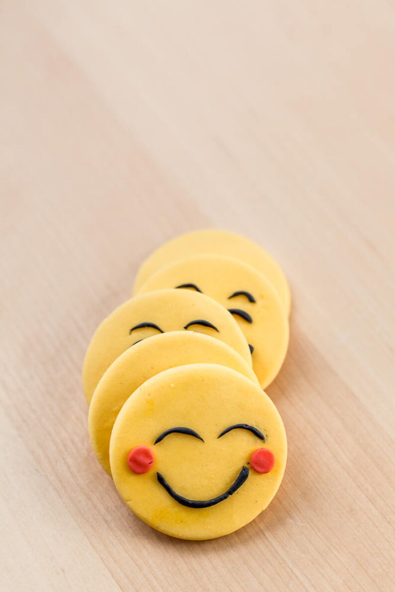 Smiley Face Emoji Cupcake Or Oreo Cookie Fondant Toppers Etsy