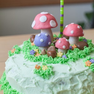 NOLITOY 20pcs Mushroom Cake Toppers Tiny Foam Mushroom Baby Cupcake Toppers  Mushroom Straw Topper Baby Shower Cupcake Toppers Birthday Cake Topper