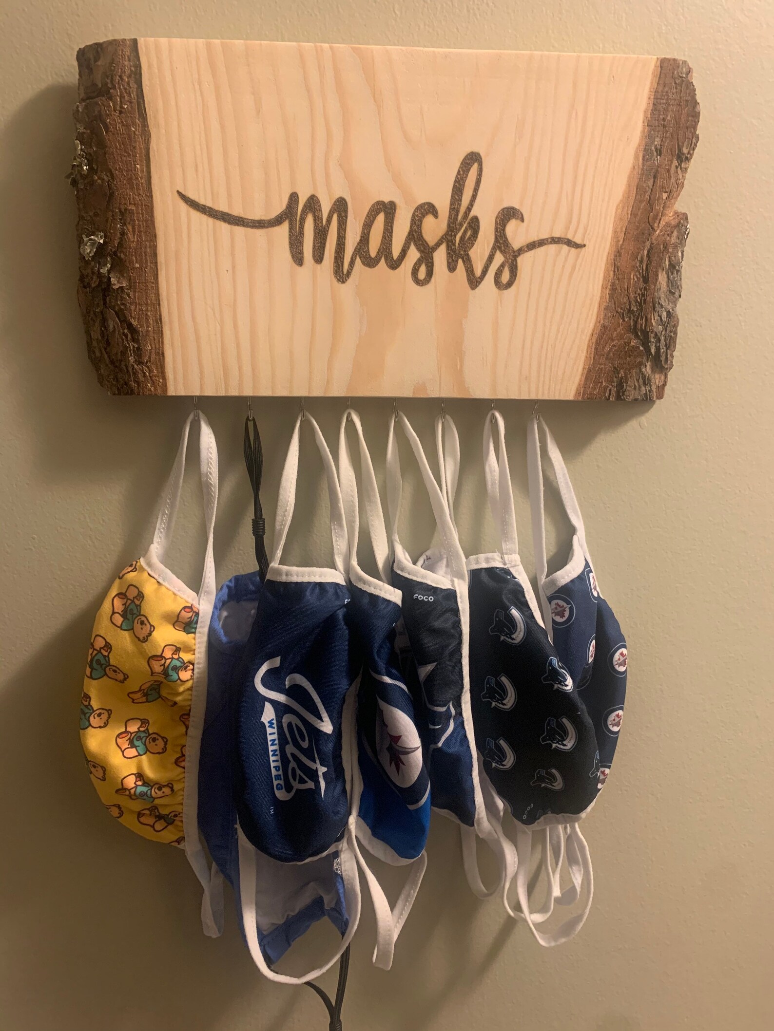 Custom Mask Hanger Rustic Mask Hanger 8 Haken Hout Etsy