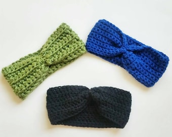Custom Crochet Headwrap, Chunky Yarn Earwarmer, Adjustable Headwrap