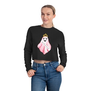 Concours Queen Halloween Ghost Cropped Sweat-shirt