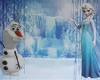 Elsa and Olaf Photo Backdrop. 5x3 ft