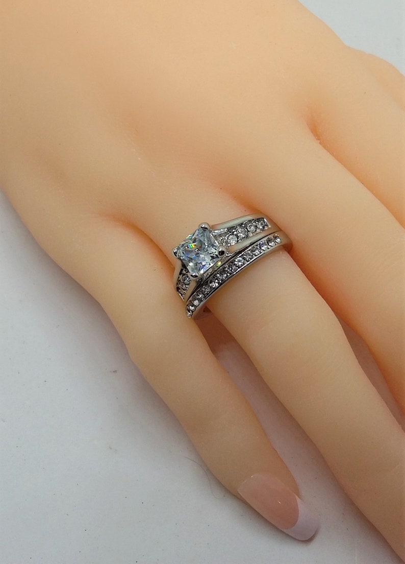 3.5 Carats 18K White Gold Filled Engagement Ring