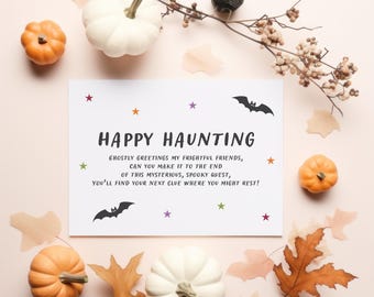 Halloween Treasure Hunt Clues, Digital Download, Printable, Scavenger Hunt, Halloween Activity, Halloween At Home Fun Game, Trick Or Treat