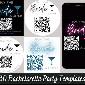 Venmo QR Code, Bachelorette Party Buy the Bride a Drink Template Custom Sticker, Hen Party Favors, Bach Party Games, Paypal QR Code Phone