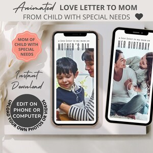 Mom Gift from Child with Special Needs, Mother's Day Video Card Template, Birthday Animated eCard, Love Letter Gift from Husband