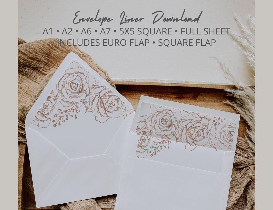 Copper Flowers Envelope Insert Templates in A7 A6 A2 A1 & Square 5x5 ...