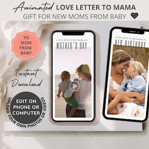 Mama Gift from Baby Video Template, First Mother's Day, New Mom Birthday Card, Gift for Wife from Husband, Photo Collage Love Letter eCard
