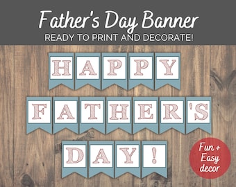 Banner Father's Day, Decorate for Dad + Grandpa, DIY Banner Printable, Fathers Day Party Decor, Dad Banners