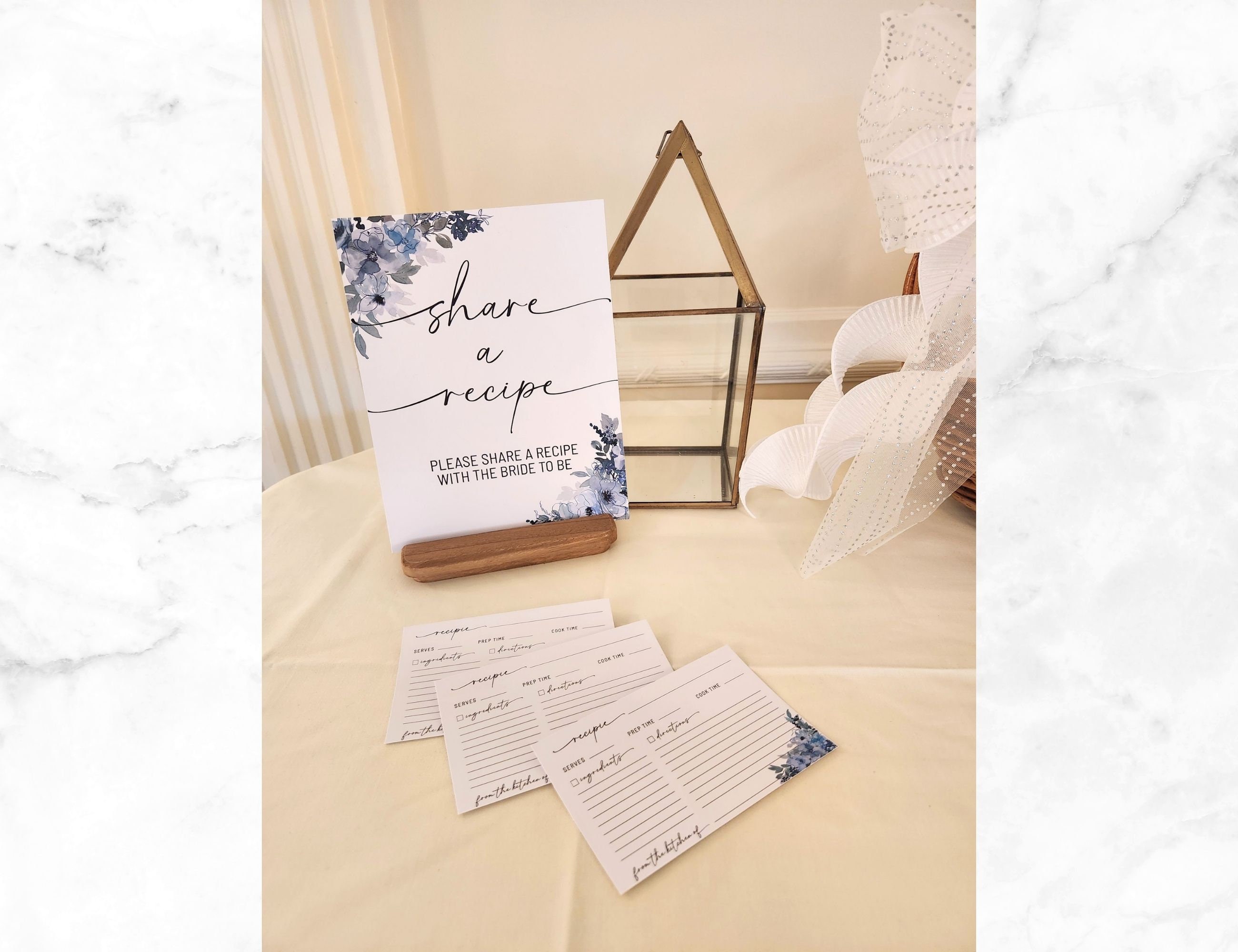 Share a Recipe Sign Printable With Bridal Shower Recipe Cards Keepsake ...