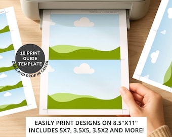Print Guide CANVA Template for Invitation, Thank You Cards, Business Card, Photos, Multiple Cards per Page, 5x7, 4X6, 3.5x5 on 8.5x11 Letter