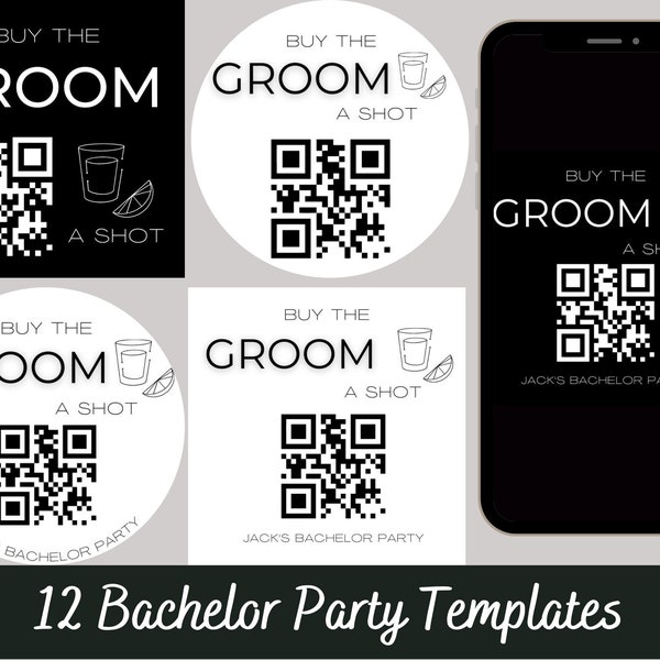 Bachelor Party Buy the Groom a Drink Venmo QR Code Template for Custom Sticker, Bachelor Party Games, Paypal QR Code Phone, Bachelor Weekend