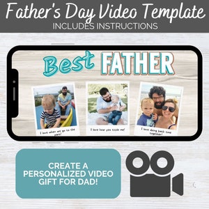 Fathers Day Photo Slideshow Template, MP4 Video Dad Gift, Family Video, Canva Templates from Kids, Son, Daughter, Sentimental Gift Dad, DIY