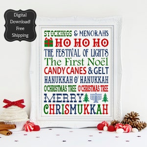 Chrismukkah Sign, Christmas Printable, Christmas Printable, Chrismukkah Decor, Hanukkah Decor, Christmas Decor, Digital Download