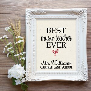 Best Music Teacher Ever Canvas Print, Music Teacher Gift, Band Teacher Gift, Teacher Appreciation Gift, Band Mother&#39;s Day Gift, Teacher Gift