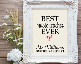 Best Music Teacher Ever Canvas Print, Music Teacher Gift, Band Teacher Gift, Teacher Appreciation Gift, Band Mother's Day Gift, Teacher Gift