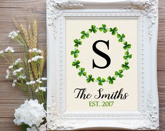 Irish Monogram, Irish Wedding Gift, Irish Anniversary Gift, Irish Bridal Shower Gift, Irish Engagement Gift, St. Patrick's Day Monogram