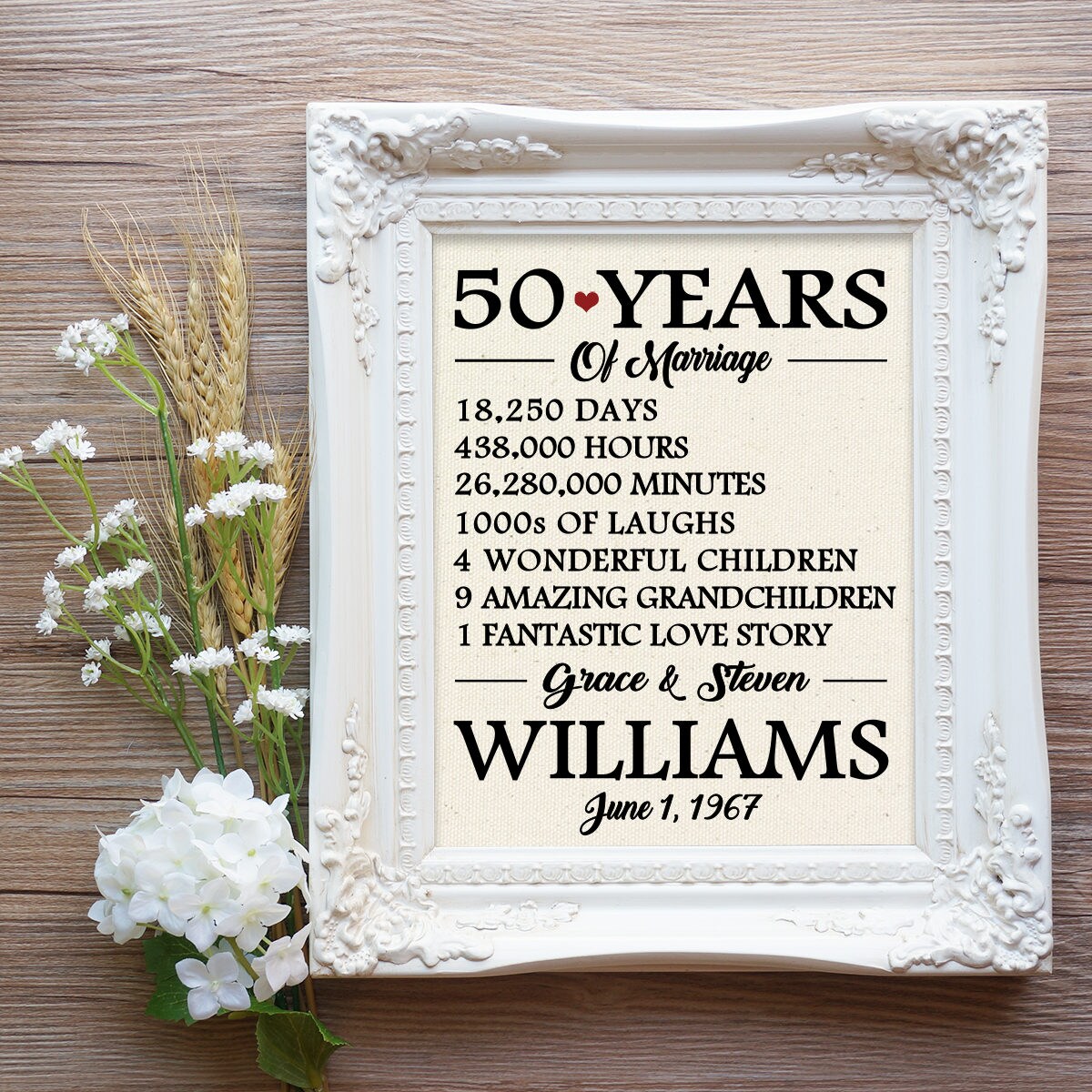 50 Years of Marriage Canvas Print 50th Wedding Anniversary | Etsy