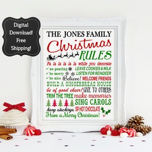 Christmas Family Rules Digital Download, Christmas Rules Sign, Farmhouse Christmas, Christmas Digital Sign, Rustic Christmas Decor