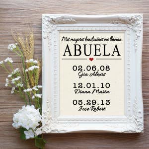 My Greatest Blessings Call Me Abuela, Personalized Childrens Birthday Gift for Mom or Grandma, Abuela Gifts, Gift for Grandma, Mothers Day