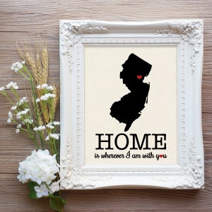 Home is wherever I am with you canvas print, New Home Gift, State Pride Gift, Anniversary Gift for Wife, Housewarming Gift, Mom Gift Mom image 1