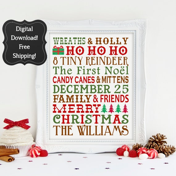 Printable Christmas Sign Christmas Sign Personalized | Etsy