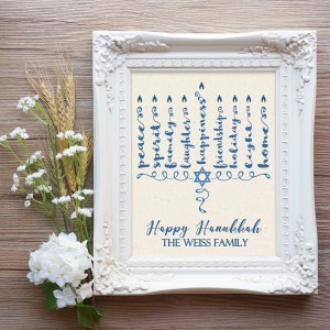 Hanukkah Menorah Canvas Sign, Hanukkah Decoration, Hanukkah Wedding Gift, Hanukkah Housewarming Gift, Hanukkah Decor, Hanukkah Hostess Gift